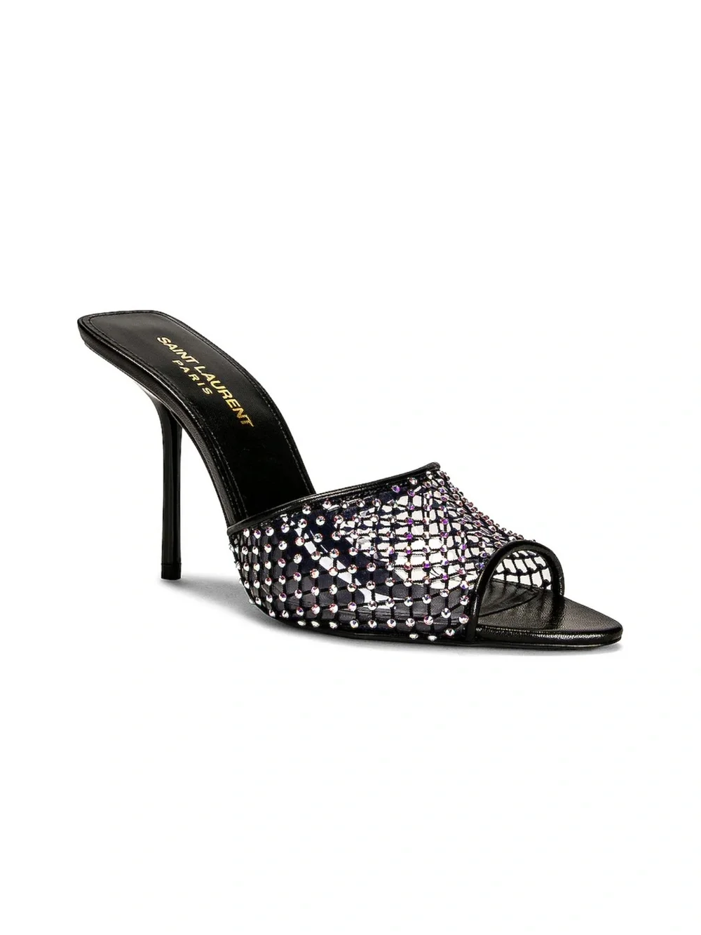 Saint Laurent Black Crystal-Embellished Mesh Mules - Picture 2 of 7